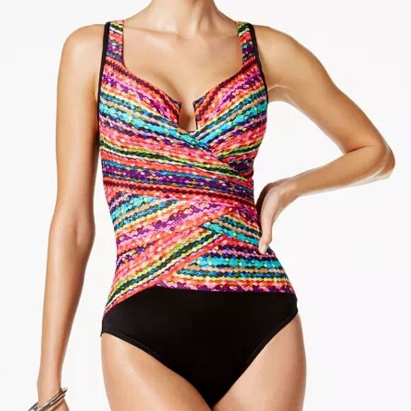 Miraclesuit Escape Night Lights Underwire Tummy Control One Piece Swimsuit - Picture 1 of 13